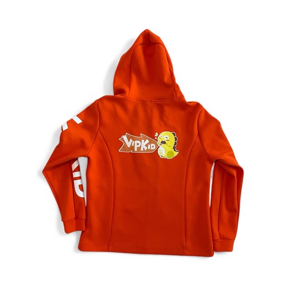 Official VIPKid Orange Women’s Zip Front Dino Hoodie Jacket M - Picture 2 of 5